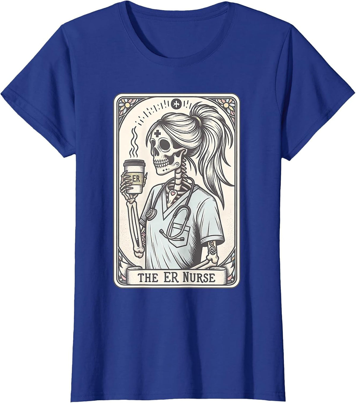 The Nurse Tarot Card Skeleton Nursing School Graduation RN T-Shirt - Royal Blue