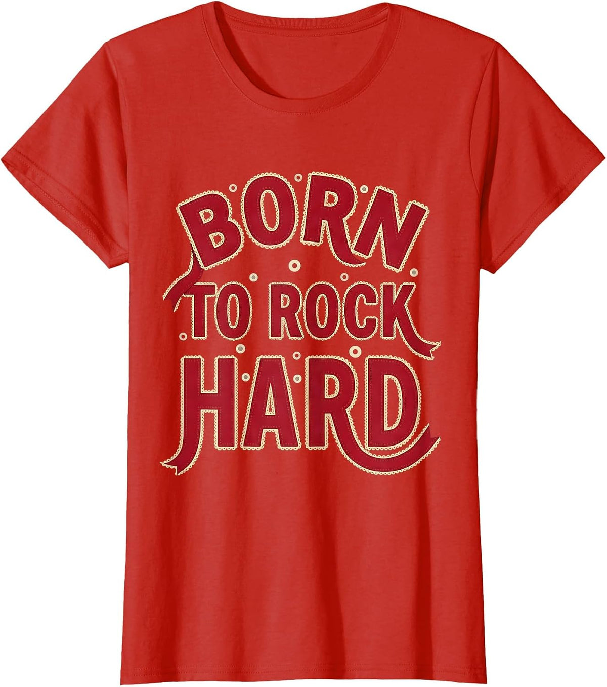 Women's Born to Rock Hard Rock Band Graphic Design T-Shirt - Red