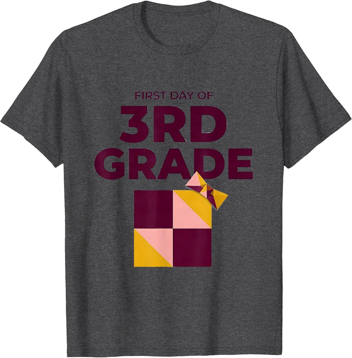 Men's First Day Of 3rd Grade Teacher Girl Coquette Bow Back T-Shirt - Dark Heather Grey