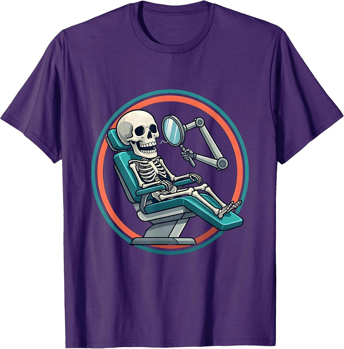 Skeleton Dentist Chair Radiology Illustration T-Shirt - Purple