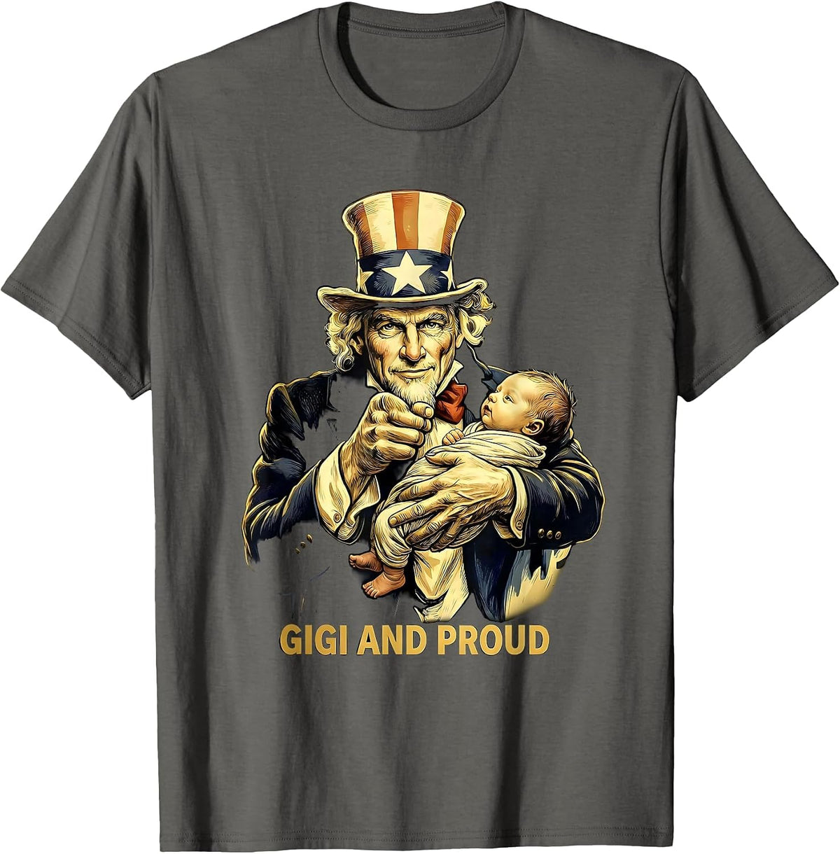 Men's Gigi and Proud Grandma Gift Design T-Shirt - Asphalt Grey