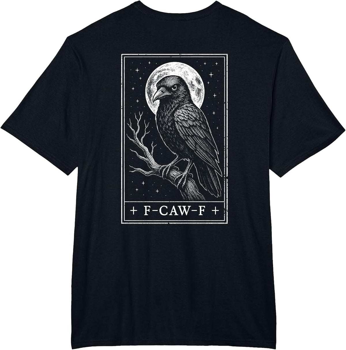 F-CAW-F Crow Tarot Card Funny Halloween Vintage On Back T-Shirt - Black