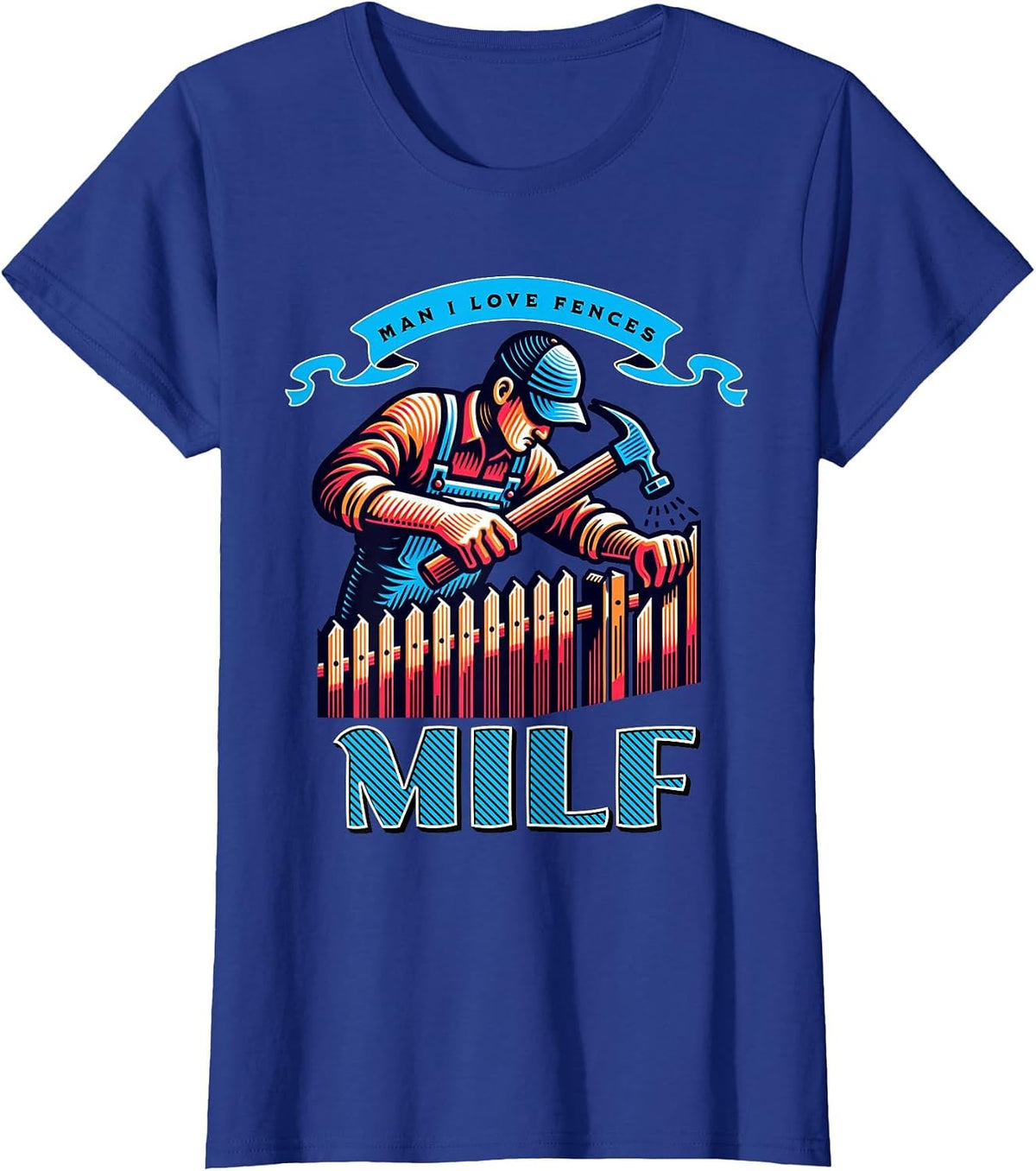 Fence Installing Man I Love Fences Fence Builder T-Shirt - Royal Blue