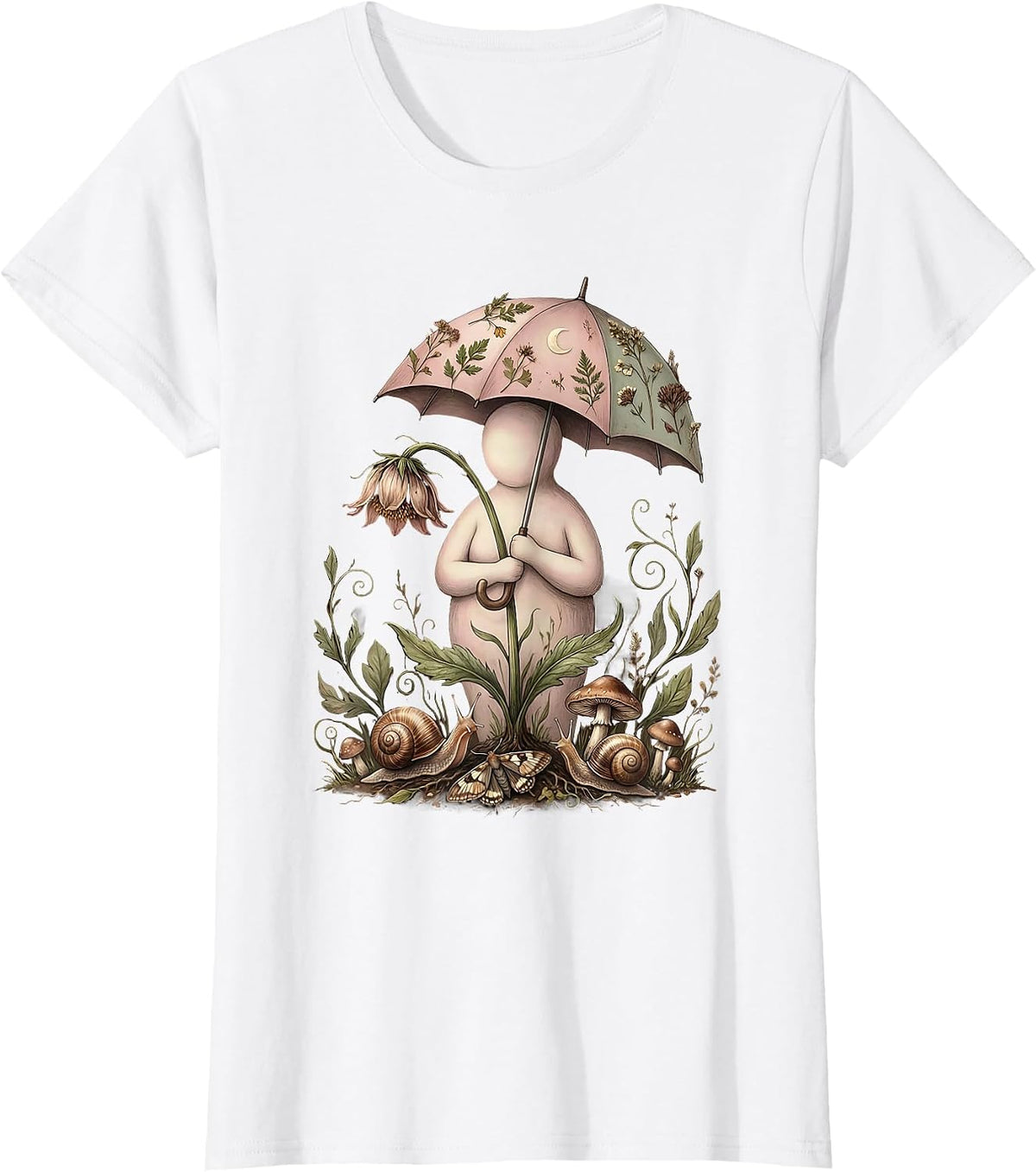 Women's Dear Person Behind Me Umbrella Flower Graphic T-Shirt - White