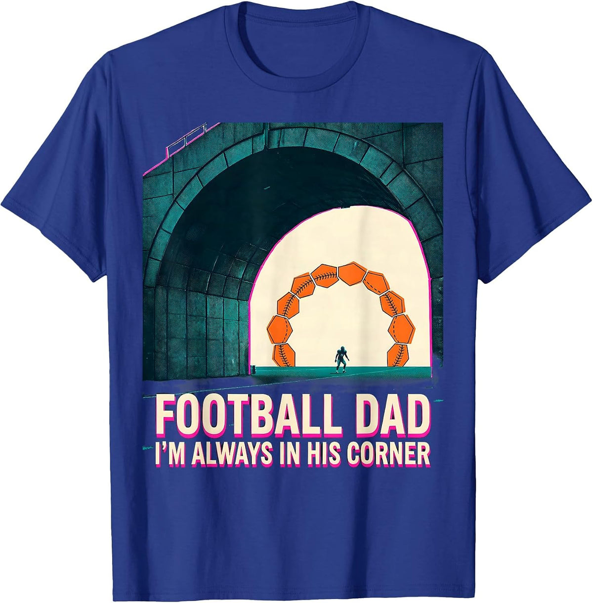 Men's Football Dad, I’m Always In His Corner Risograph Family T-Shirt - Royal Blue