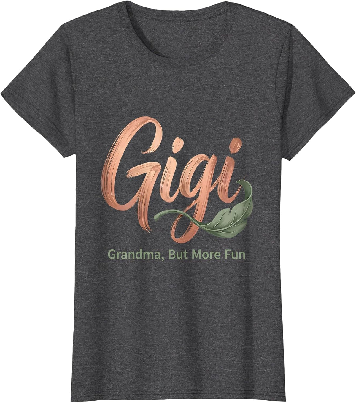 Women's Gigi Grandma But More Fun Funny Boho Typography Grandmother T-Shirt - Dark Heather Grey