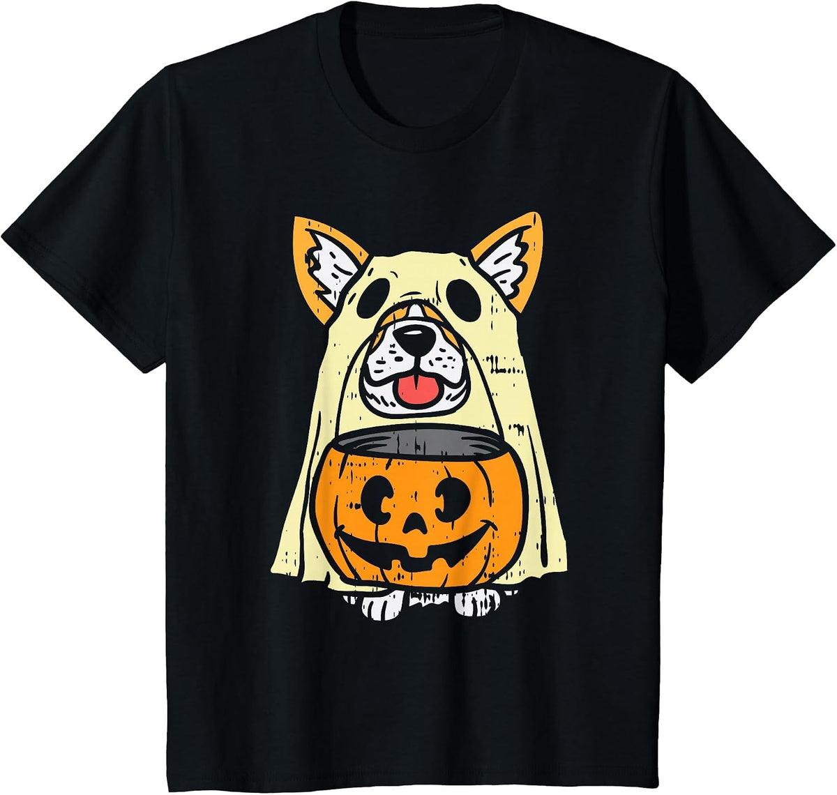Welsh Corgi Ghost Funny Halloween Costume Dog Owner Lover T-Shirt - Black
