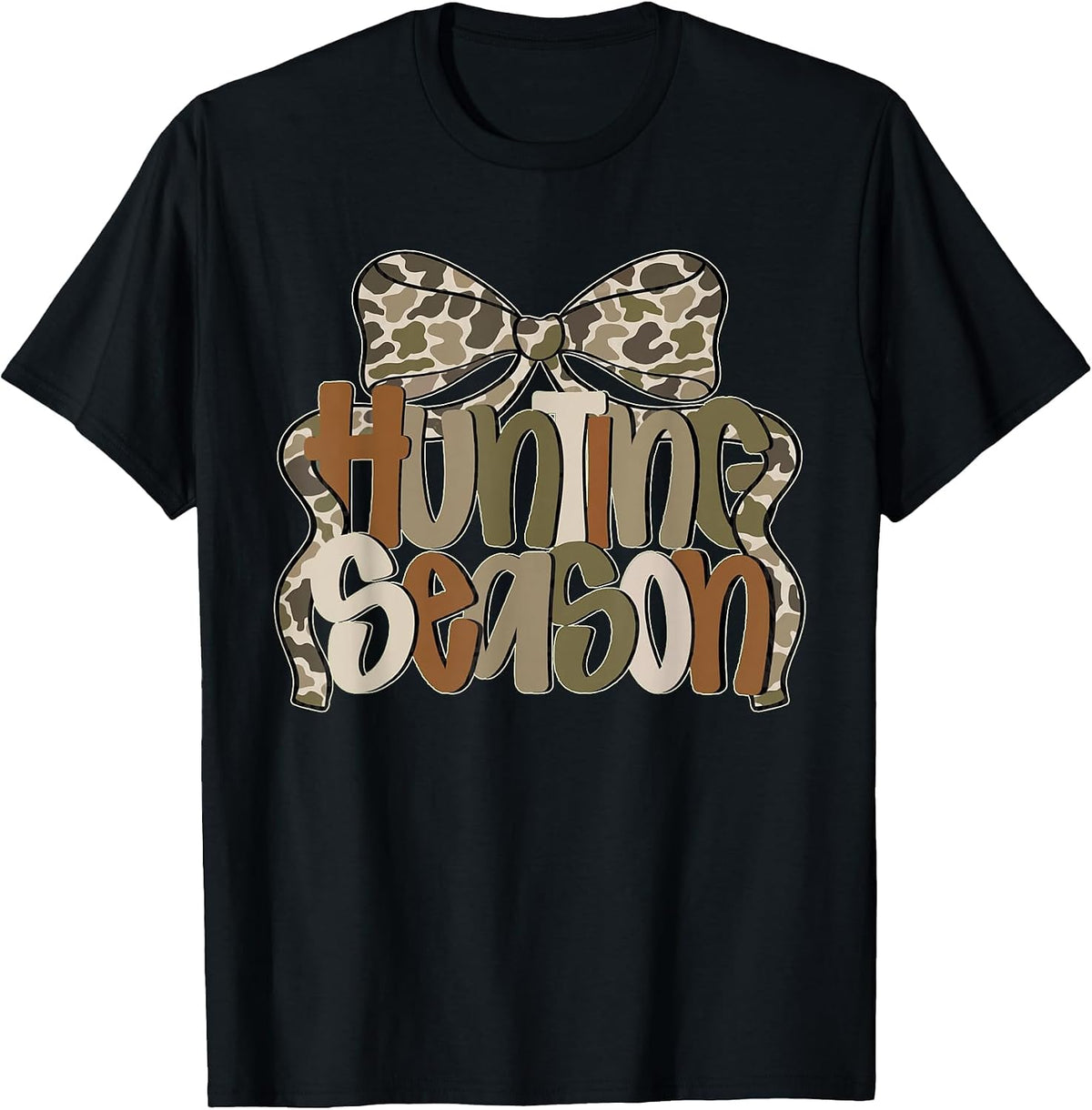 Camo Coquette Bow Hunting Season Camo Hunt Women Mom Mama T-Shirt - Black