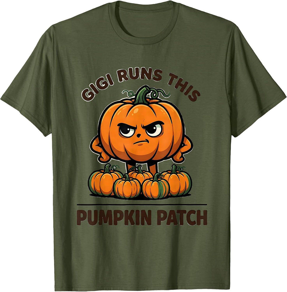 Men's Gigi Runs This Pumpkin Patch Funny Grandma Halloween T-Shirt - Olive Green
