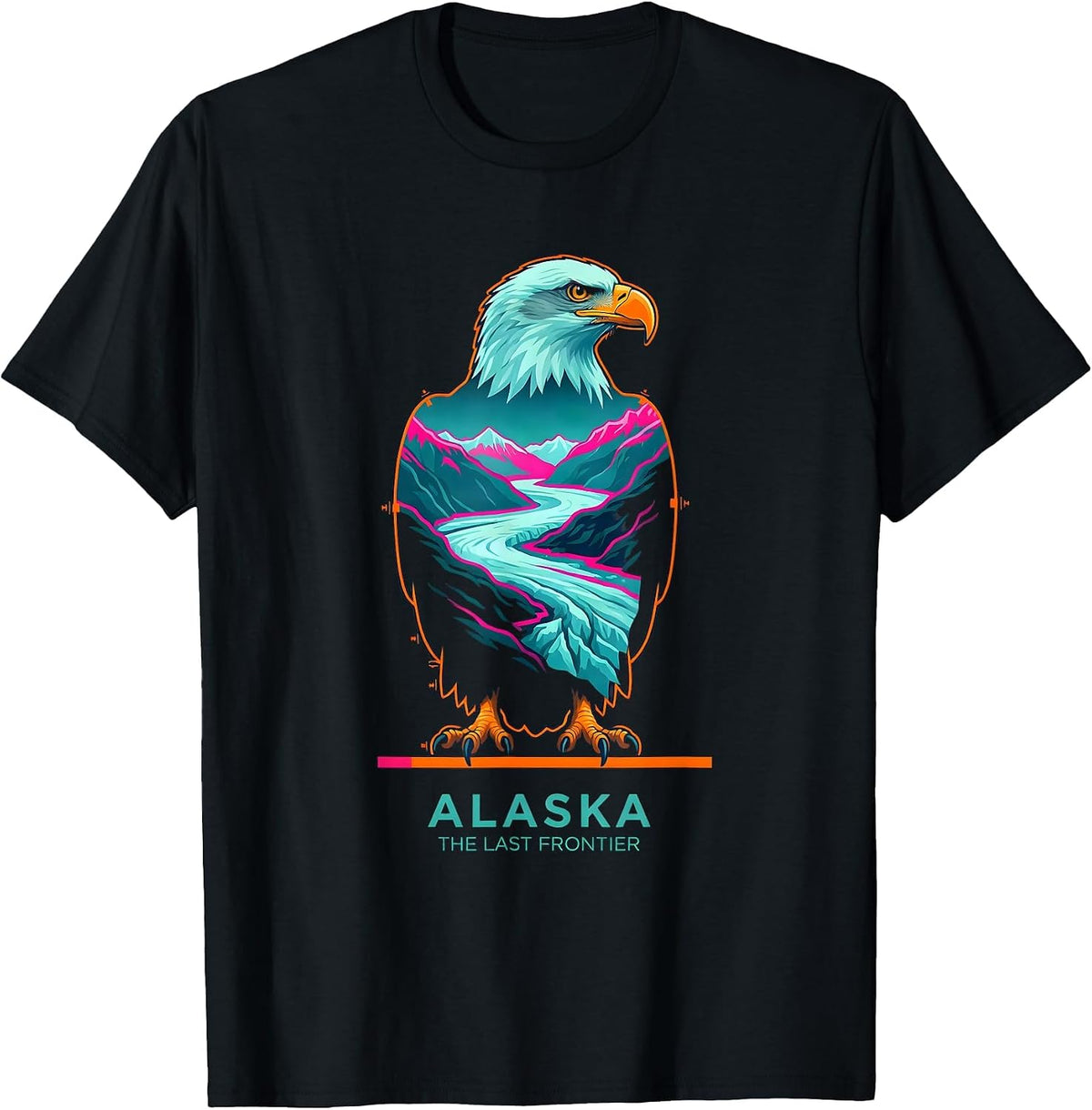 Men's Alaska The Last Frontier Risograph Vintage State Souvenir T-Shirt - Black