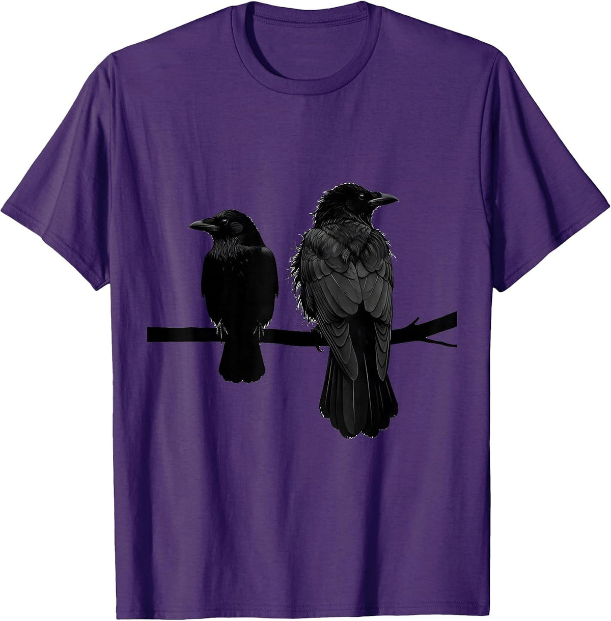 Men's Two Black Birds Perched Minimalist Bird Lover Gift T-Shirt - Purple