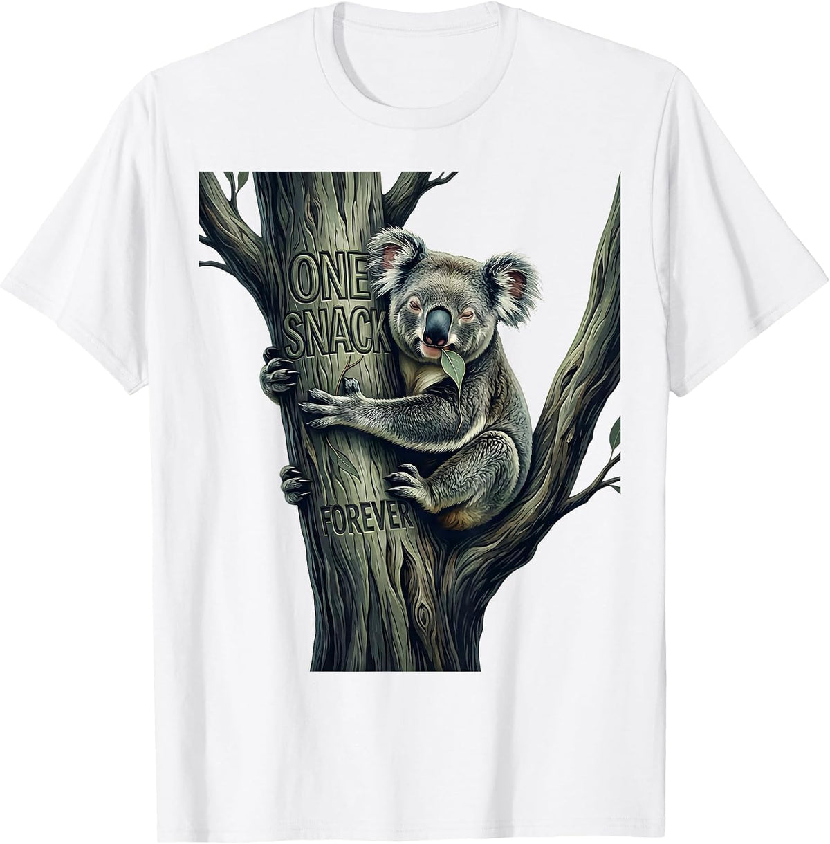 Men's One Snack Forever Funny Koala Animal Lover Cute Humor T-Shirt - White
