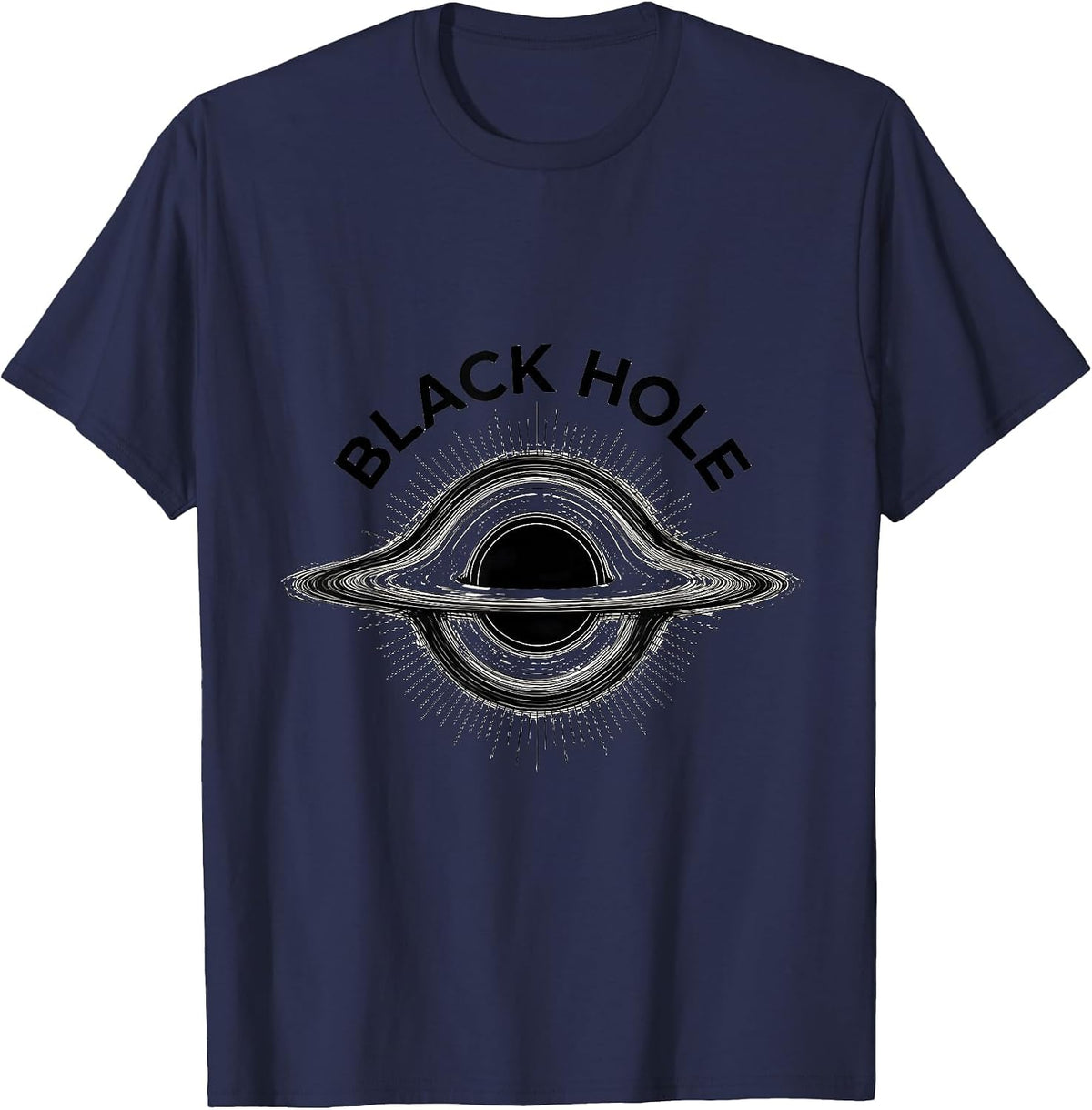 Black Hole Line Art Astrophysics Physics Science Enthusiast T-Shirt - Navy Blue