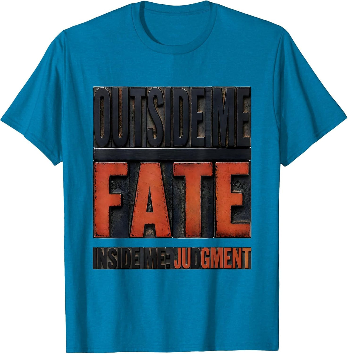 Outside Me: Fate Inside Me: Judgment Stoic Philosophy Reader T-Shirt - Sapphire Blue