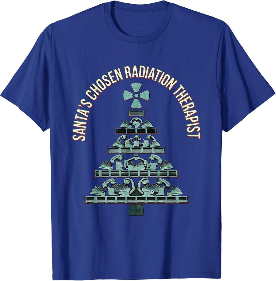 Santa's Chosen Radiation Therapist Funny Radiology Tech T-Shirt - Royal Blue