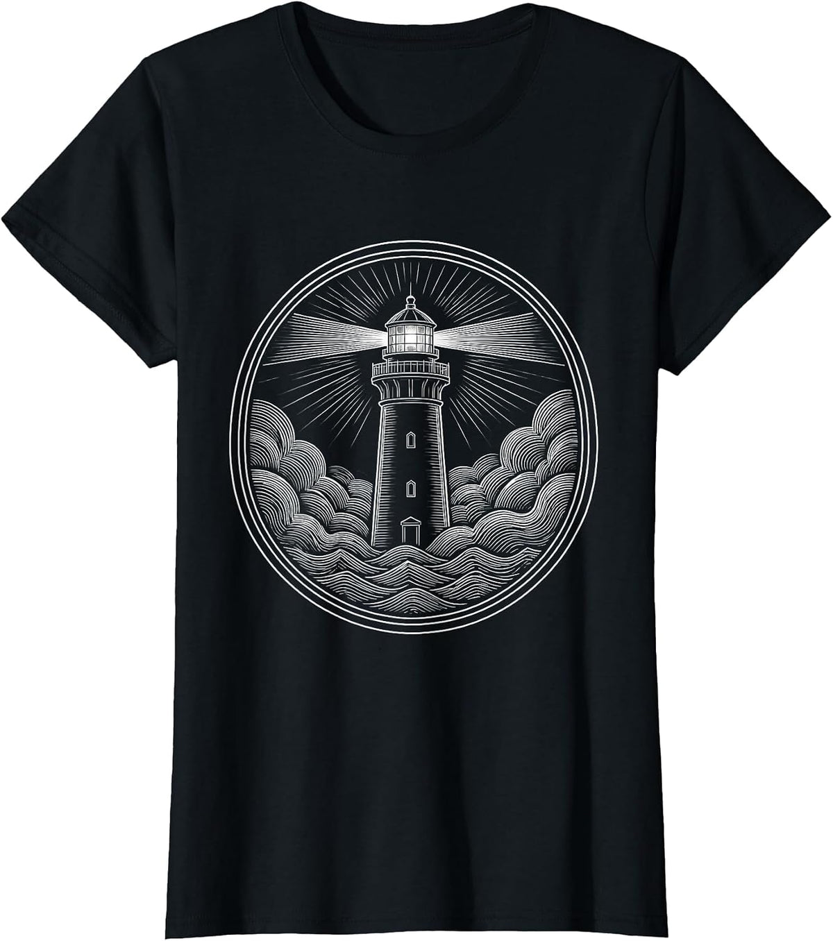 School Counselor Lighthouse Stormy Fog Graphic T-Shirt - Black