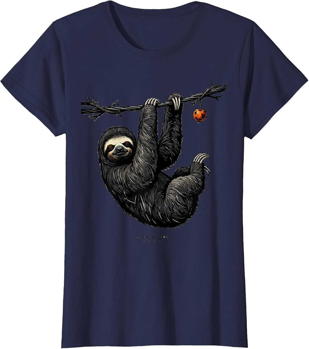 Women's My Sloth Pace Is The Setting Funny Sloth Lover Animal Humor T-Shirt - Navy Blue