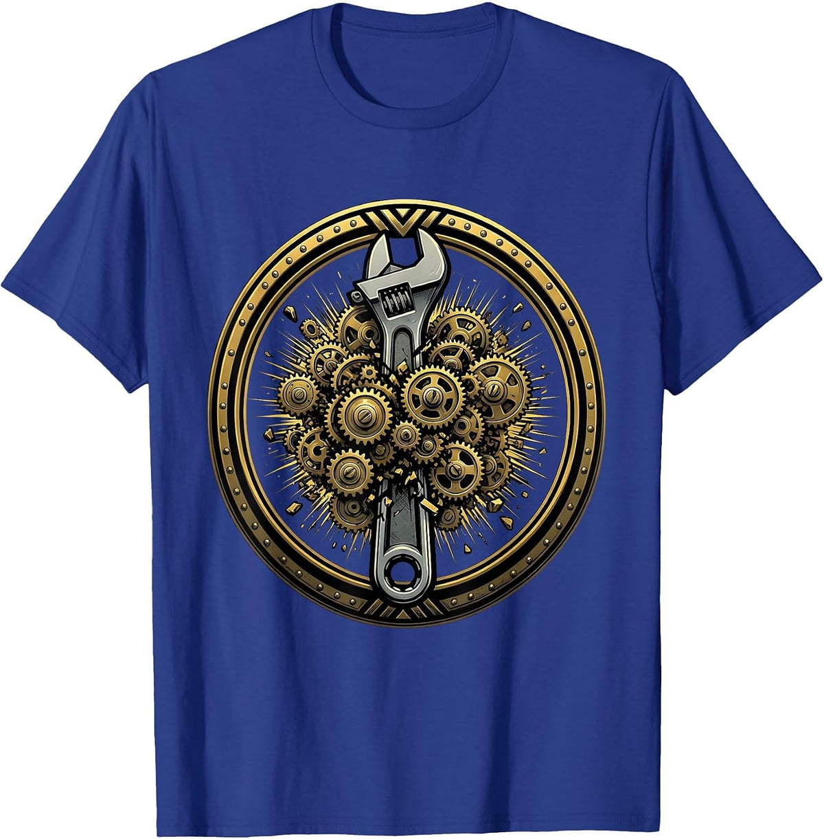 Exploding Socket Wrench Gears Mechanic Graphic T-Shirt - Royal Blue