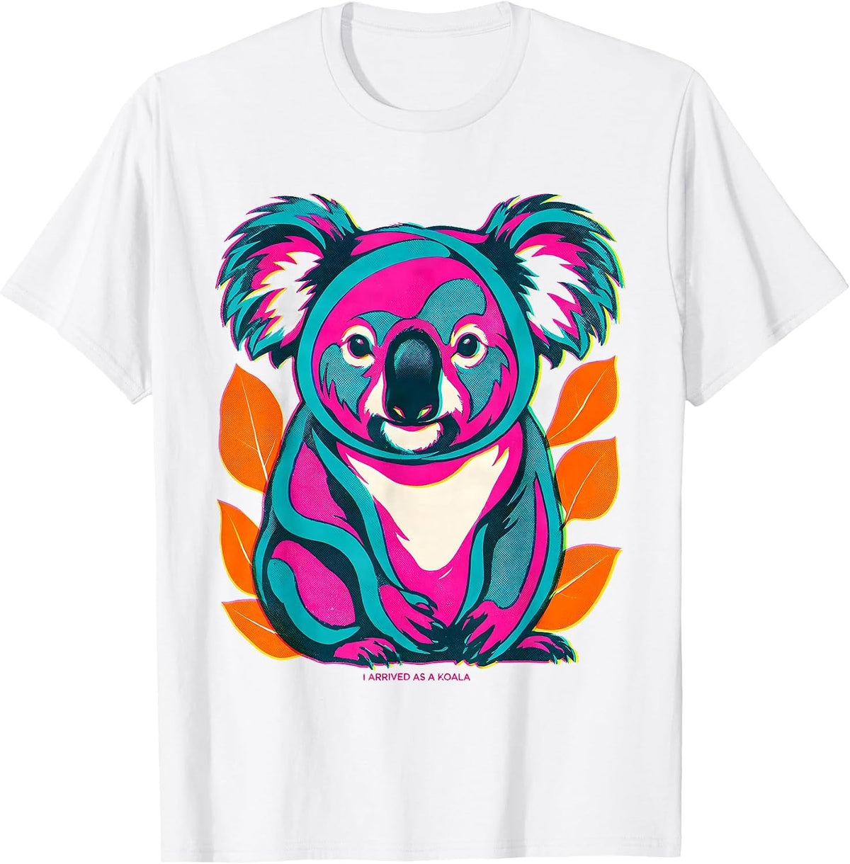 Men's I Arrived As A Koala Risograph Funny Koala Costume Novelty T-Shirt - White
