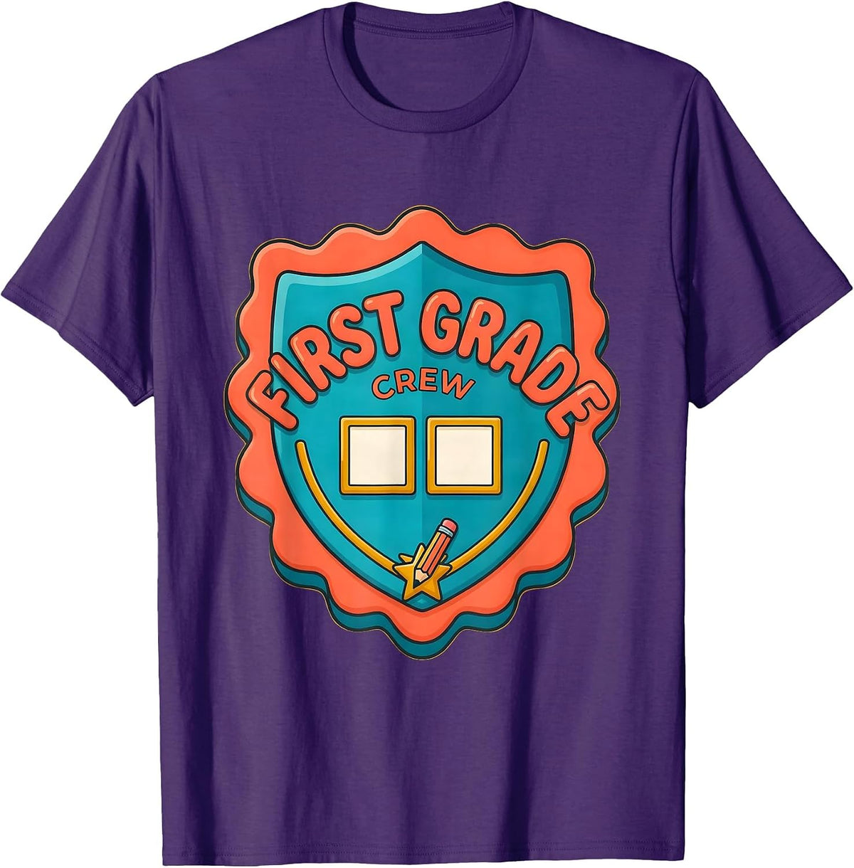 Men's First Grade Crew Back To School Student Teacher Team Pride T-Shirt - Purple