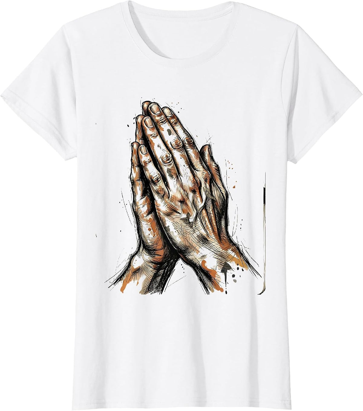 Art Teacher Paint-Covered Hands Prayer Graphic T-Shirt - White