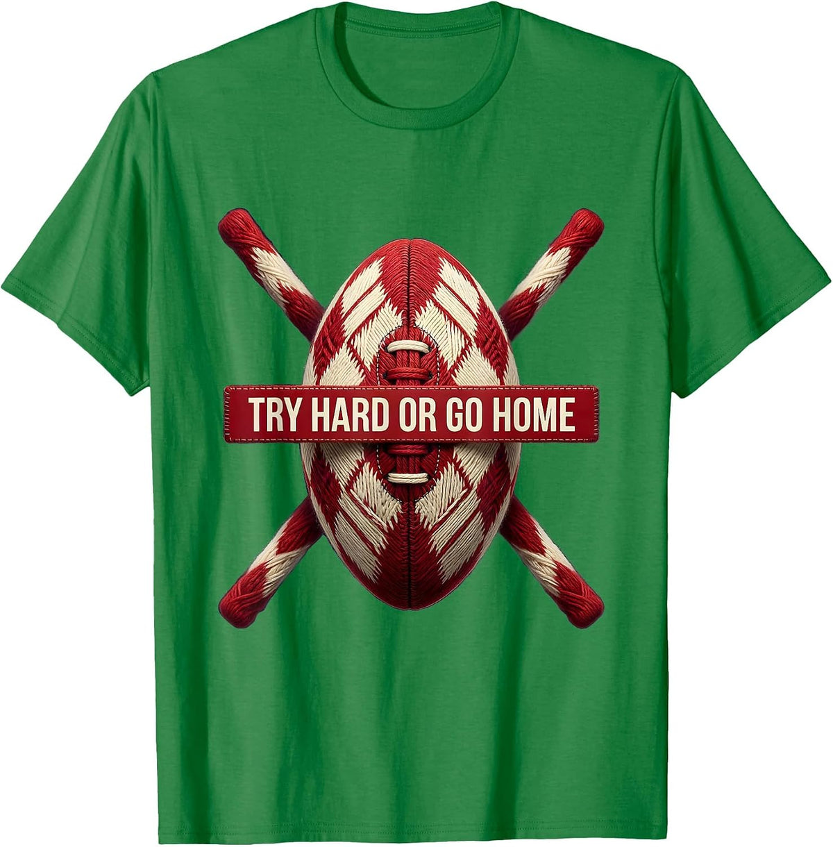 Men's Try Hard Or Go Home Rugby Graphic Design T-Shirt - Kelly Green
