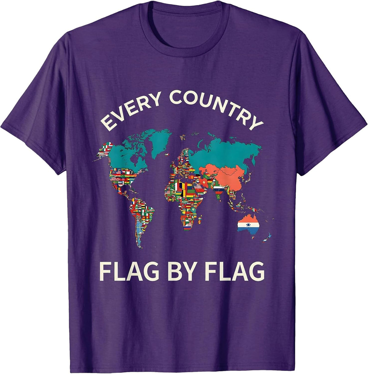 Every Country Flag By Flag Global Unity Geography Lover T-Shirt - Purple