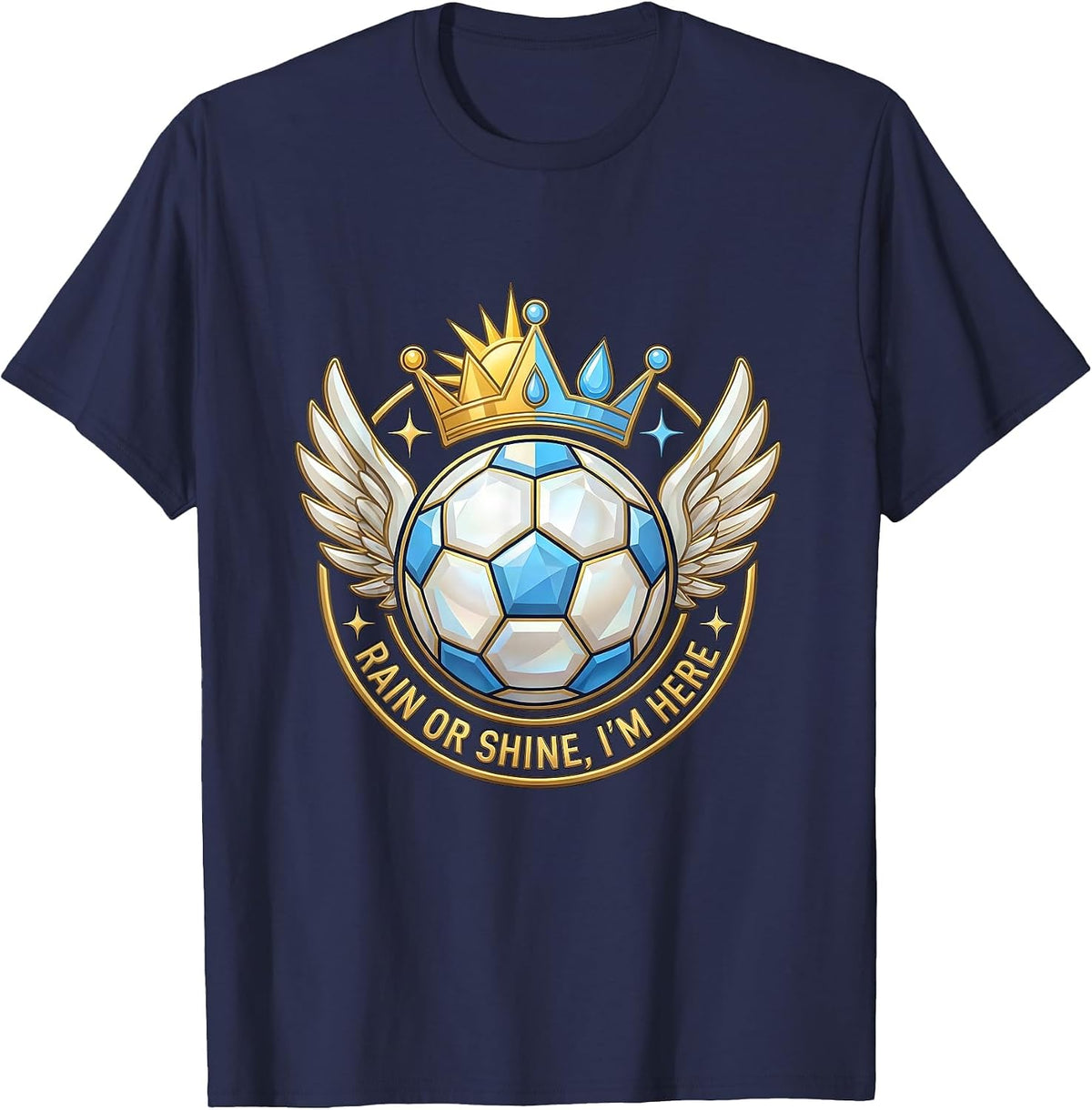 Men's Rain or Shine I'm Here Dedicated Soccer Dad T-Shirt - Navy Blue