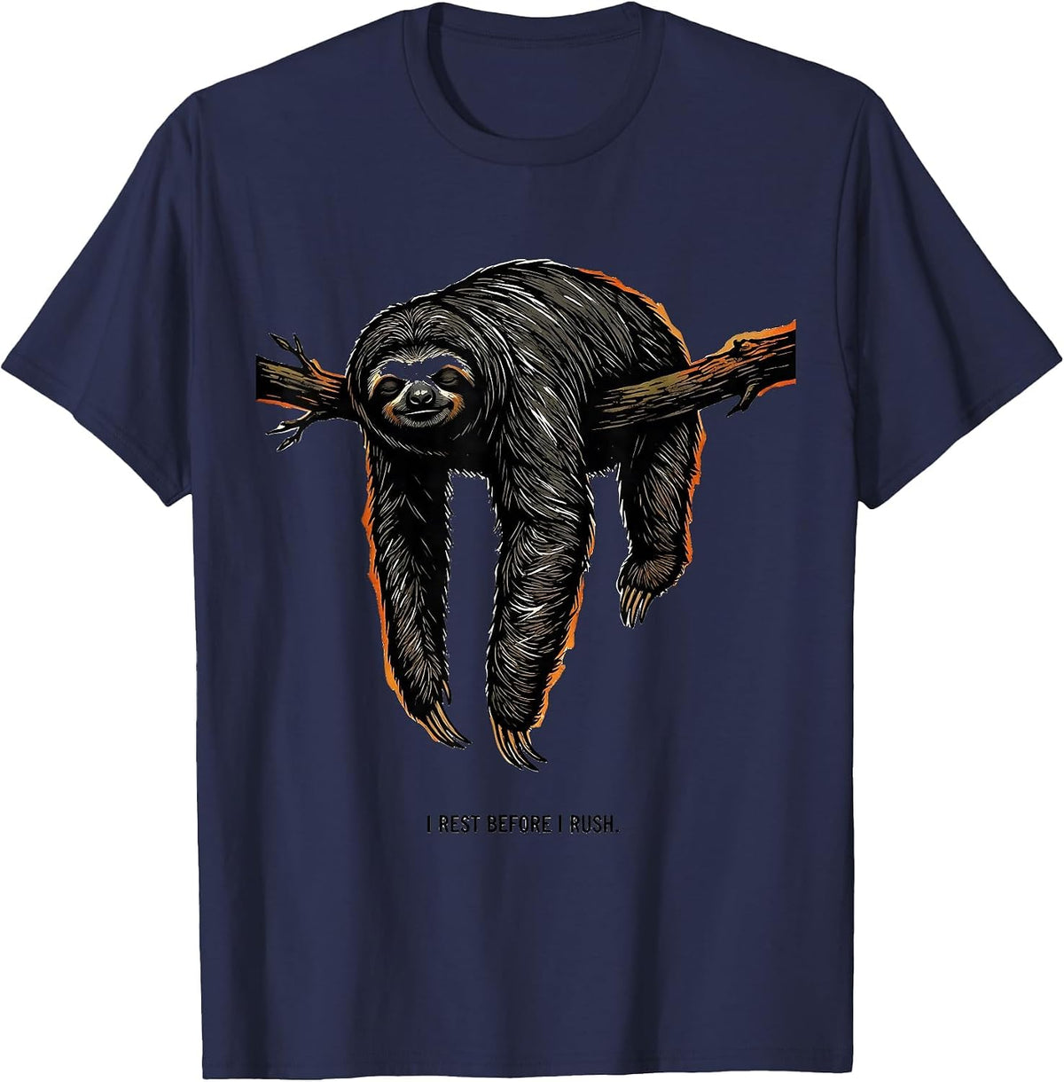 Men's I Rest Before I Rush Funny Sloth Humor Gift for Sloth Lovers T-Shirt - Navy Blue