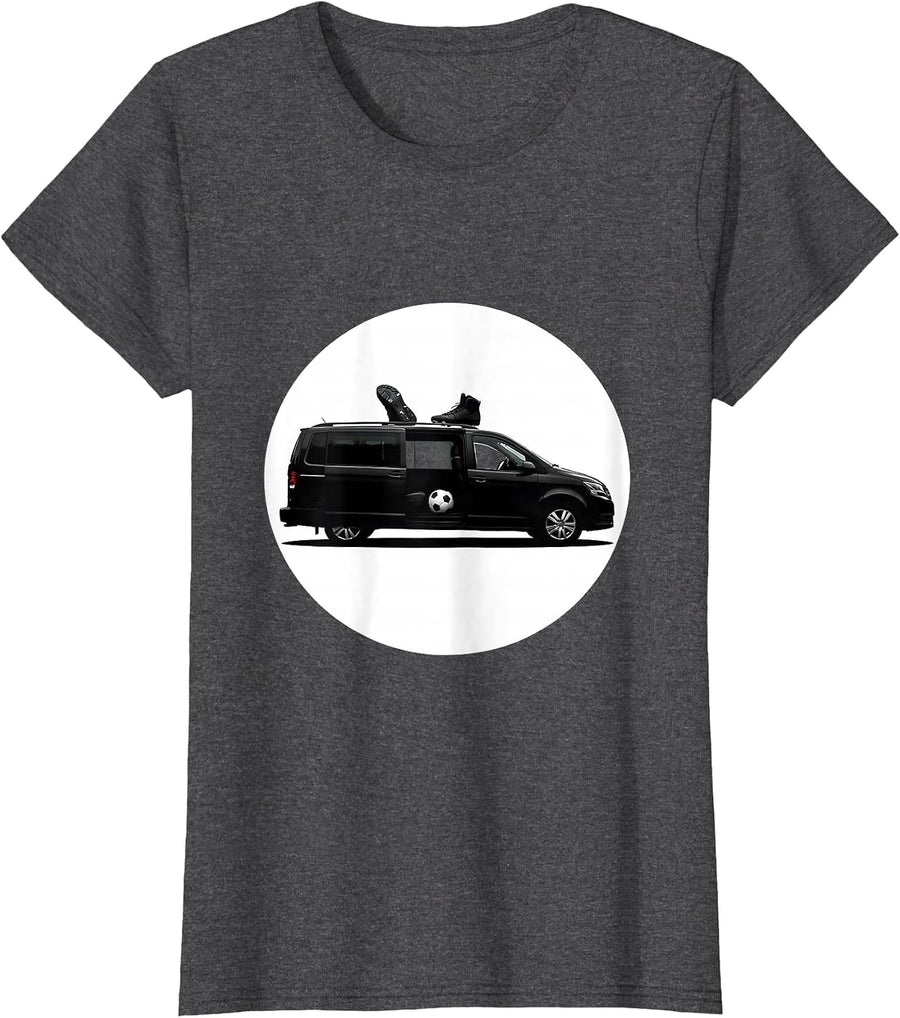 Women's Soccer Dad Overloaded Minivan Graphic T-Shirt - Dark Heather Grey