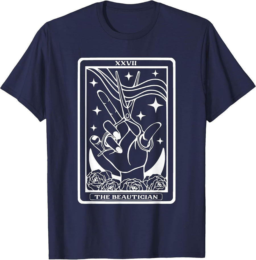 The Beautician Tarot Card Hair Stylist T-Shirt - Navy Blue