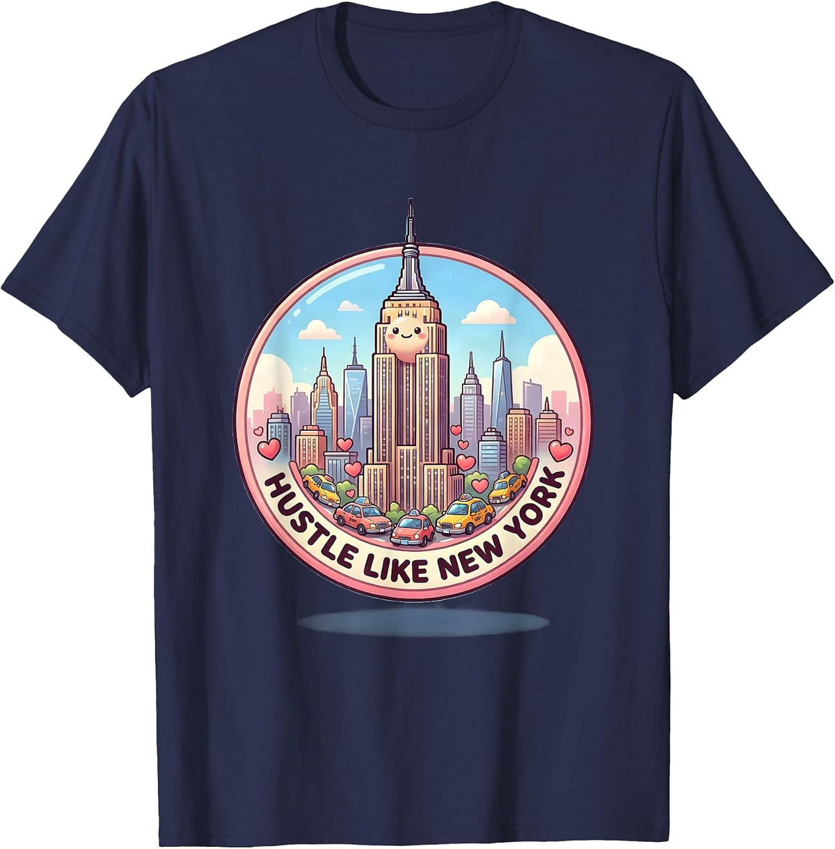 Men's Hustle Like New York Graphic Design T-Shirt - Navy Blue