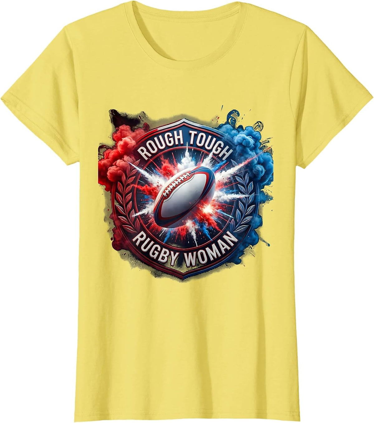 Rough Tough Rugby Woman Graphic Design T-Shirt - Lemon Yellow