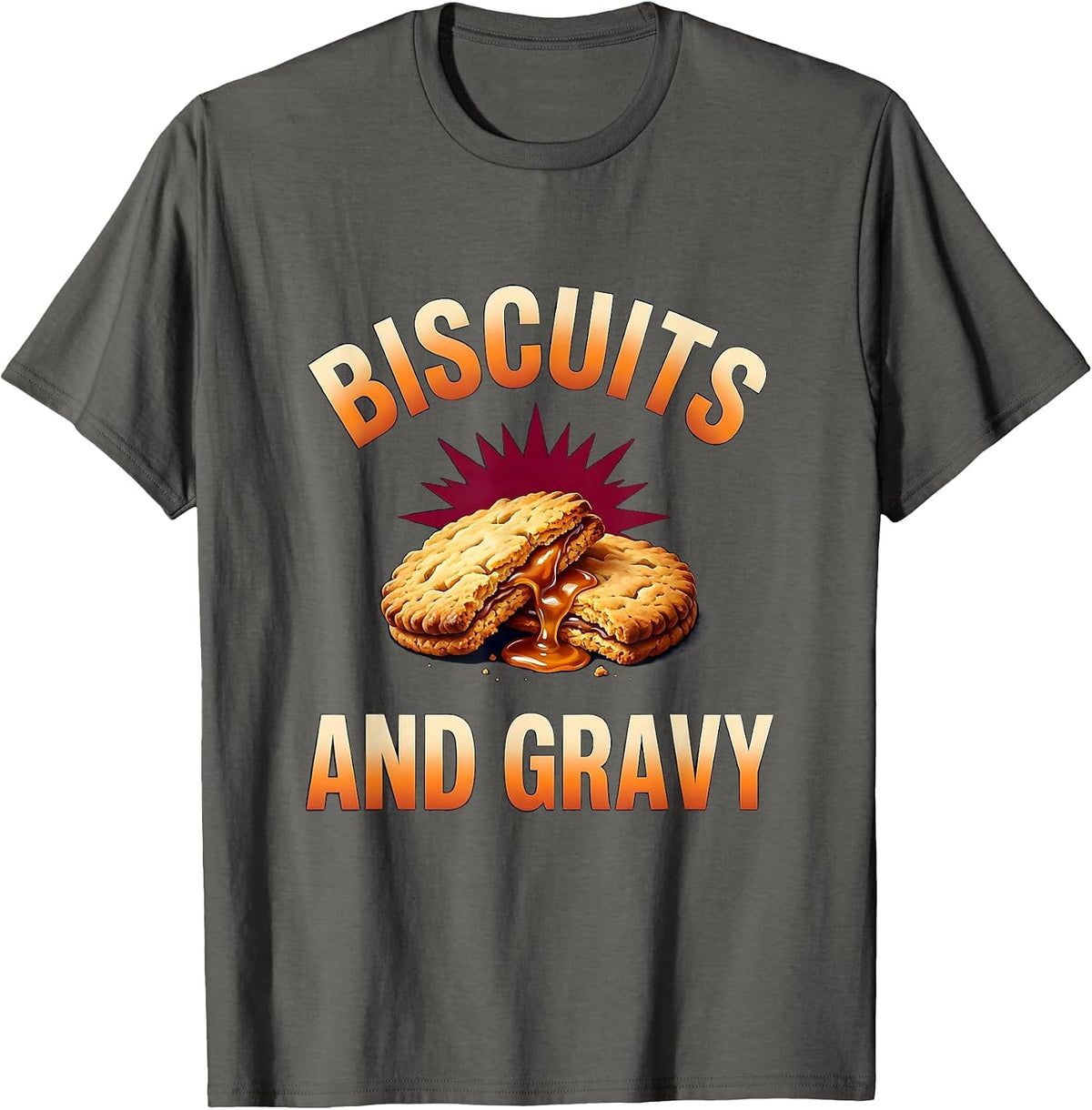 Biscuits and Gravy Bootleg 90's Rap Rock Vintage Funny T-Shirt - Asphalt Grey