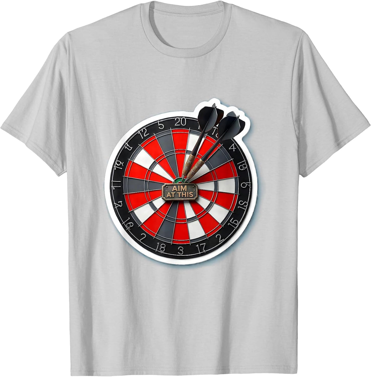 Men's Aim At This Funny Darts Player Target Shooting Humor T-Shirt - Silver Grey