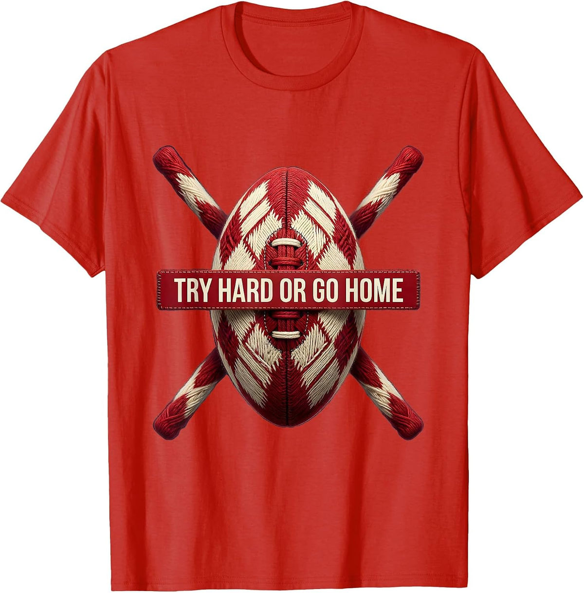 Men's Try Hard Or Go Home Rugby Graphic Design T-Shirt - Red