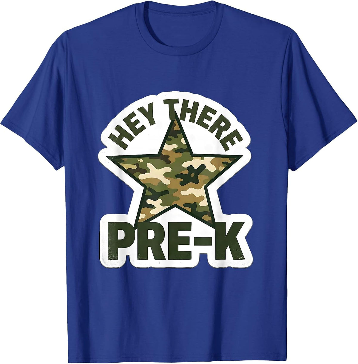 Hey There, Pre-K Camo Back To School Boy Teacher First Day T-Shirt - Royal Blue