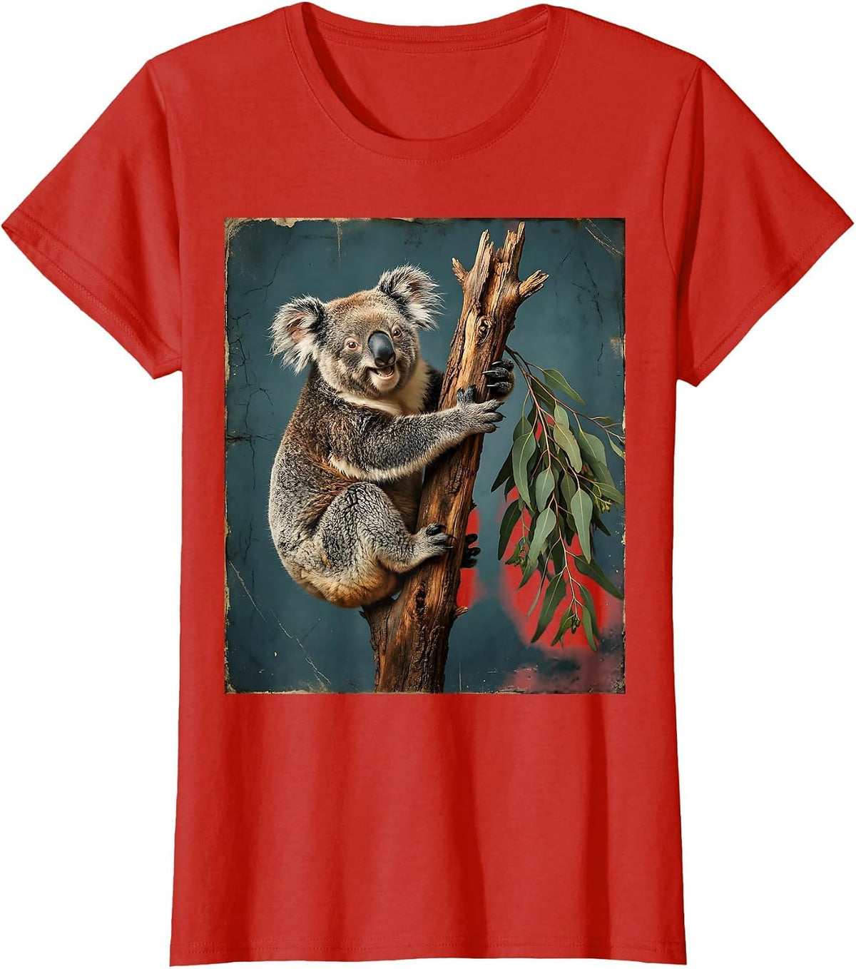 Women's Derpy Koala Hugging Wrong Tree Branch T-Shirt - Red