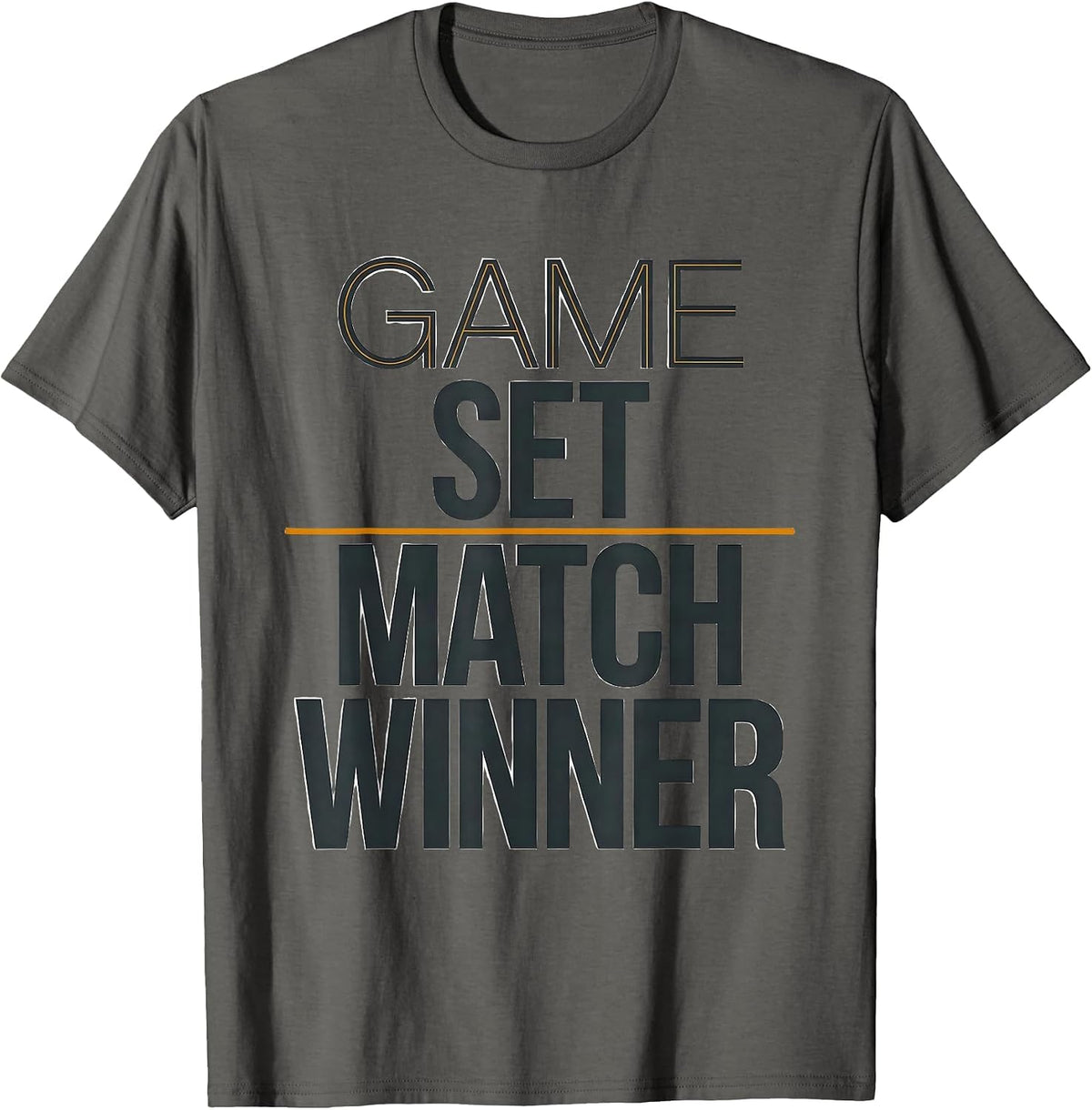 Men's Game Set Match Winner Tennis Design T-Shirt - Asphalt Grey