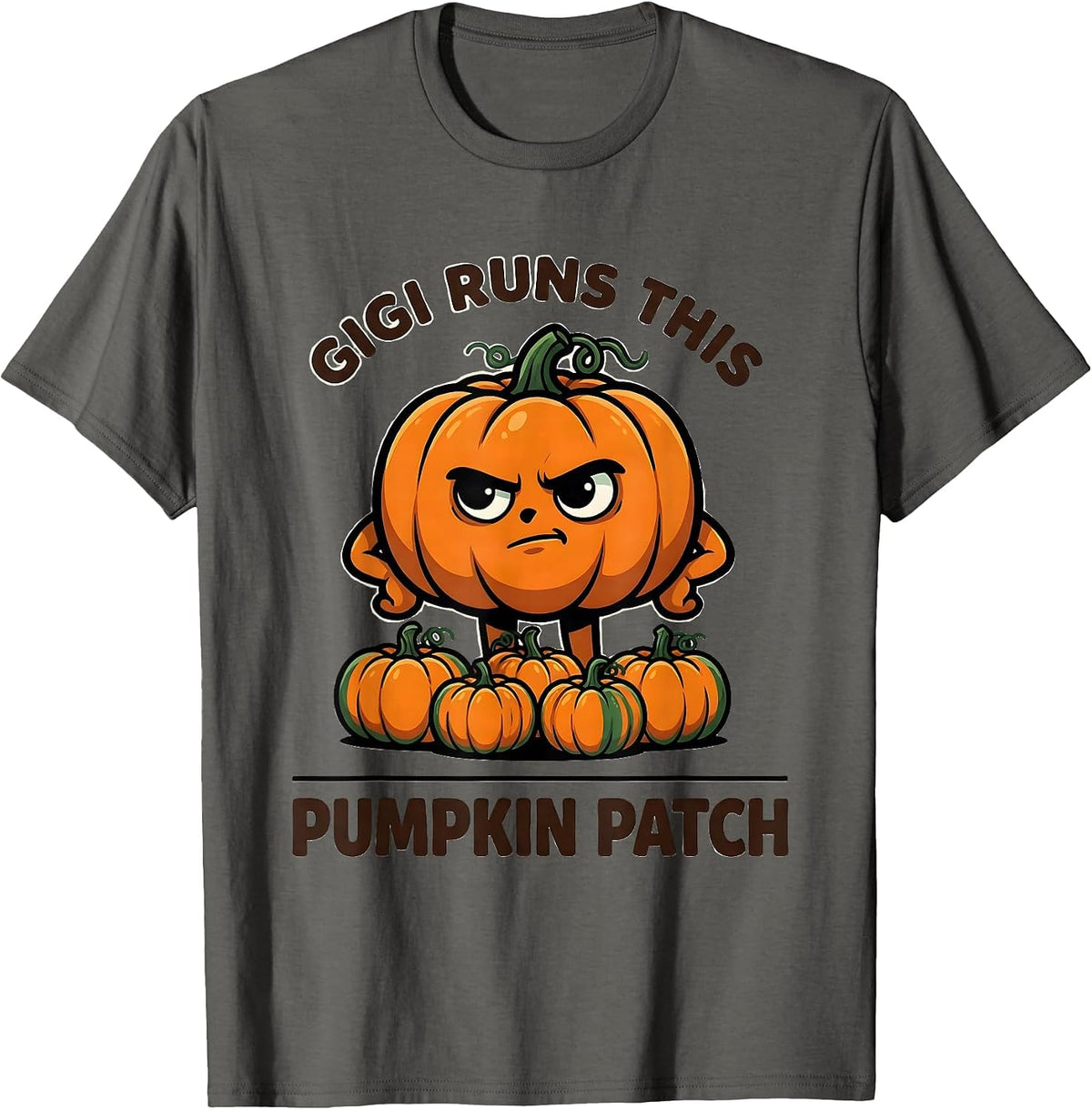 Men's Gigi Runs This Pumpkin Patch Funny Grandma Halloween T-Shirt - Asphalt Grey