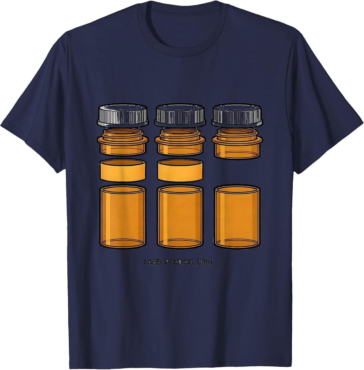 Men's Label Pending CPhT Funny Pharmacy Technician Graduation Gift T-Shirt - Navy Blue