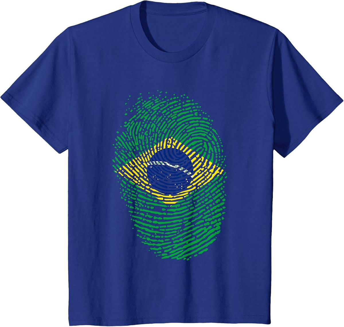 Patriotic Fingerprint Brazil Brazilian Flag T-Shirt - Royal Blue
