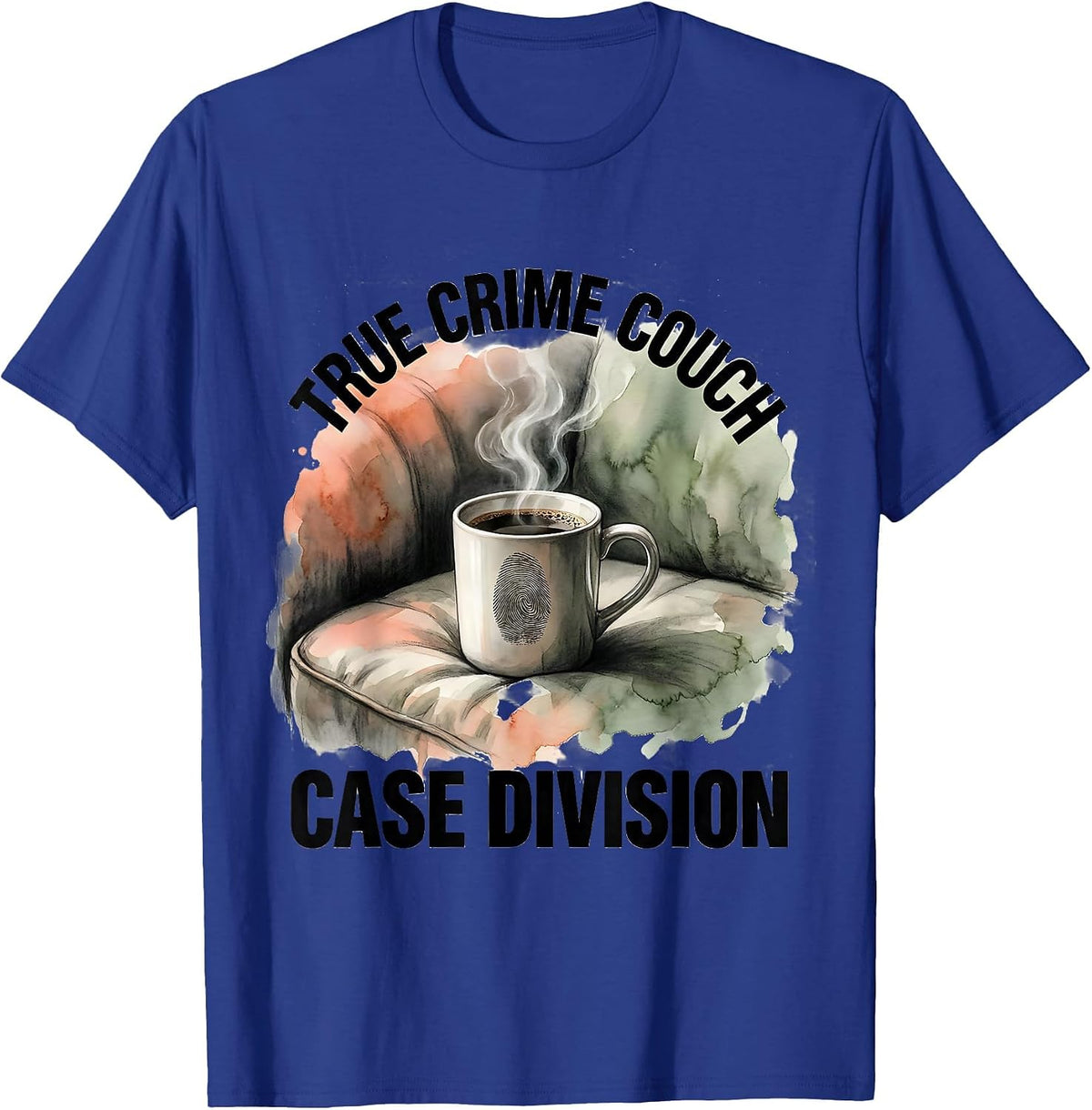 True Crime Couch Case Division Watercolor Funny True Crime T-Shirt - Royal Blue