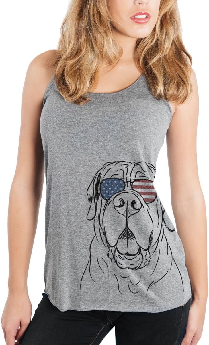 Patriotic Tufton the English Mastiff Triblend T-Shirt - Grey Racerback