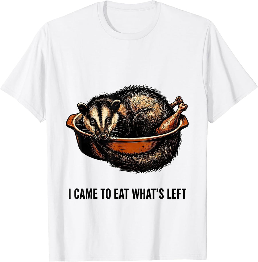 Men's I Came To Eat What's Left Funny Opossum Thanksgiving T-Shirt - White
