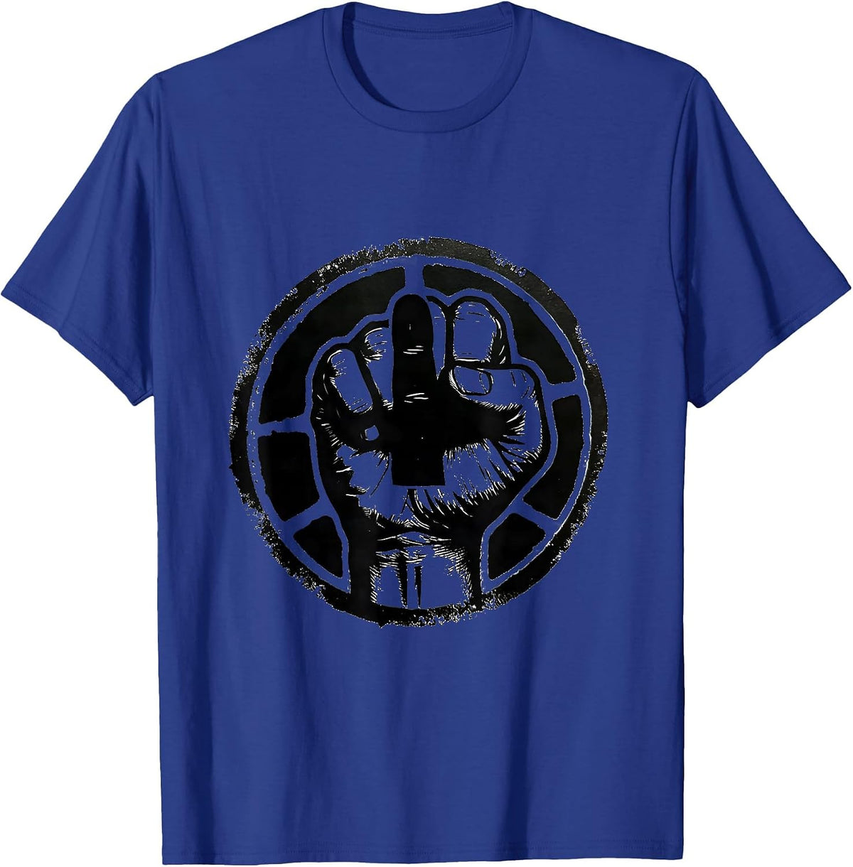 Middle Finger Hand Stamp Funny Offensive Humor T-Shirt - Royal Blue