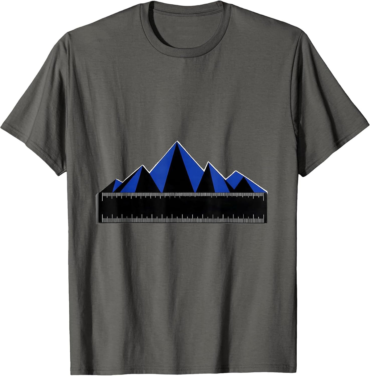 Math Teacher Ruler Mountain Range Graphic T-Shirt - Asphalt Grey