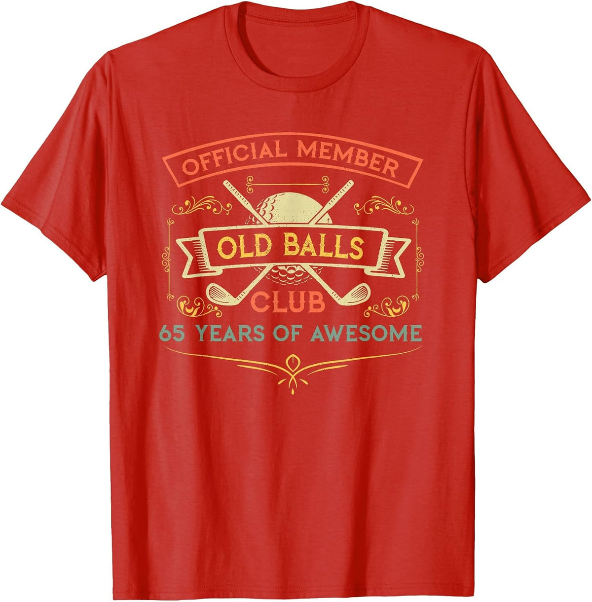 Funny 65th Birthday Old Balls Club 65 Year Old Golfer T-Shirt - Red