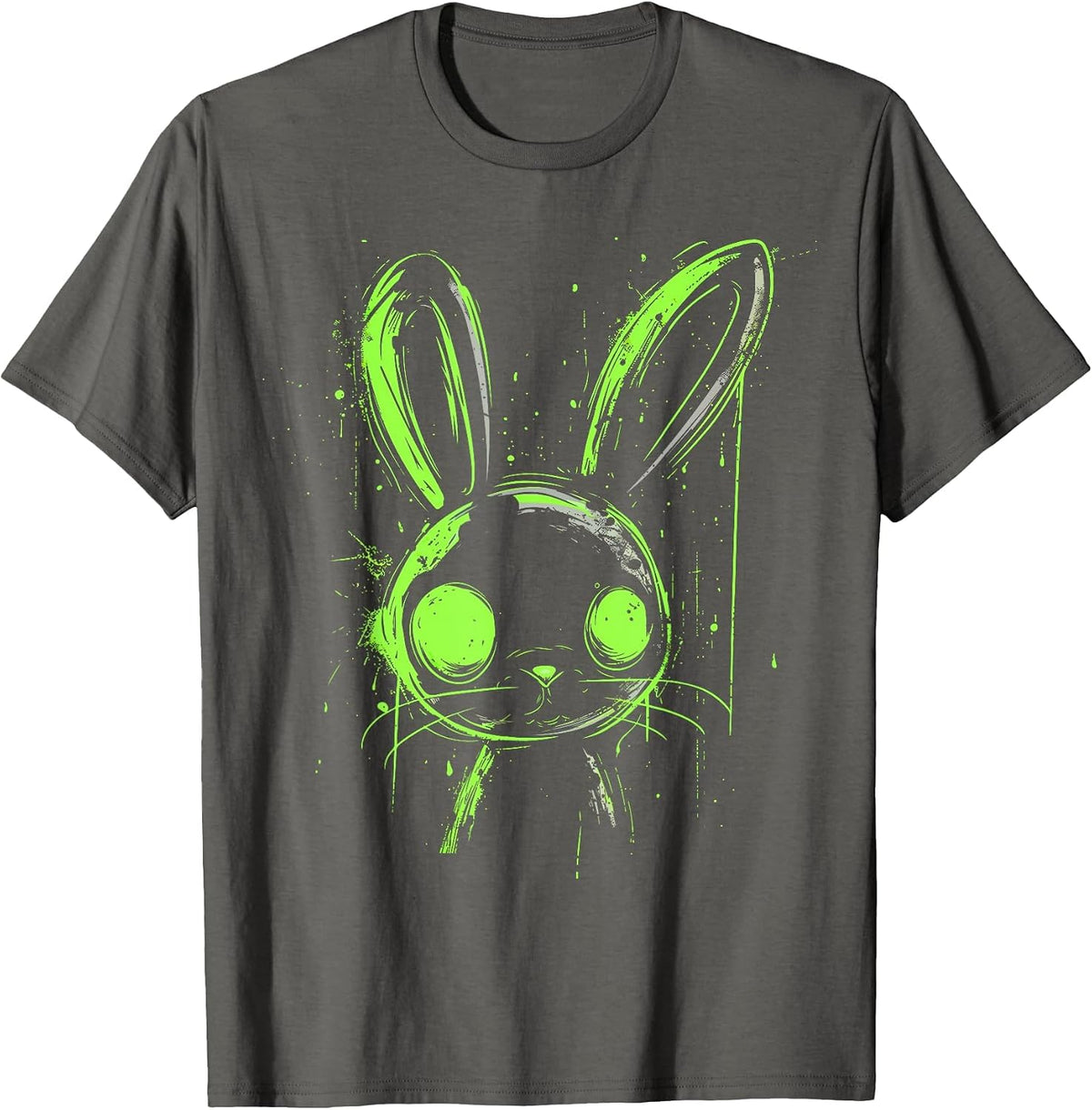 Pastel Goth Bunny Rabbit Green Creepy Cute Grunge Aesthetic T-Shirt - Asphalt Grey