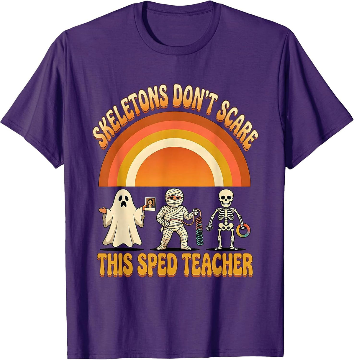 Skeletons Don't Scare This Sped Teacher Halloween T-Shirt - Purple